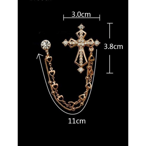 Ghim cài áo vest EFAN dạng chuỗi xích phối mặt thánh giá thời trang cho nam