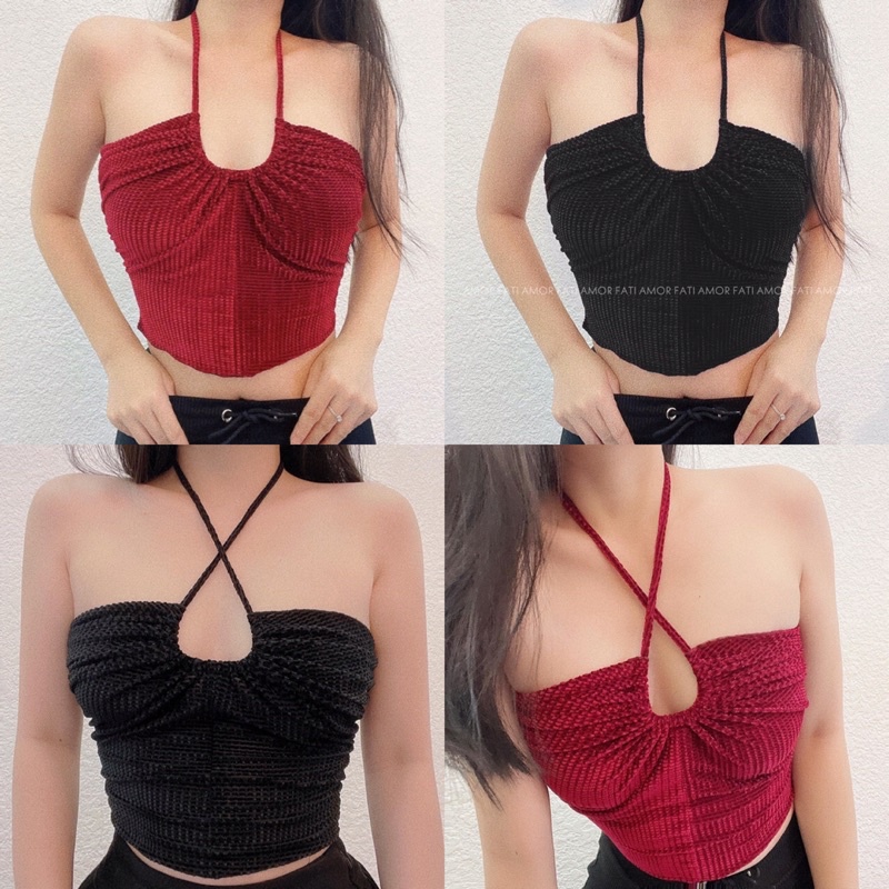 Áo Yếm Nhung Tuyết Sa Phối Nhiều Kiểu Ulzzang A104