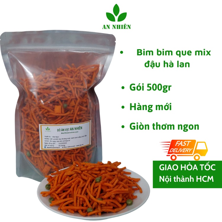 Bim bim que đậu hà lan An Nhiên 500gr bánh snack