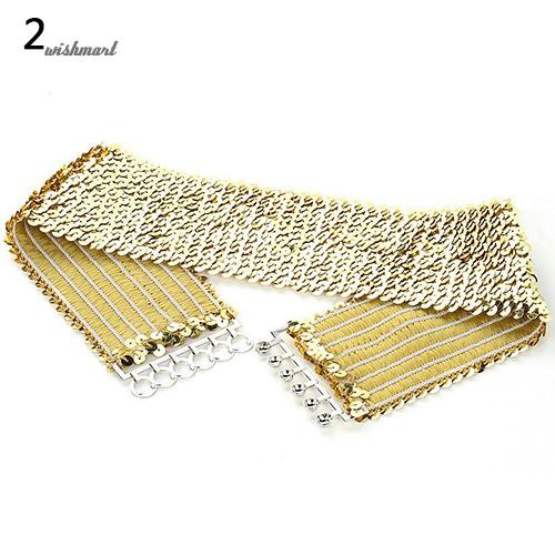 ☀Thắt Lưng Bản Rộng Co Giãn Đính Kim Sa Lấp Lánh Phong Cách Punk Cá Tính Cho Nữ