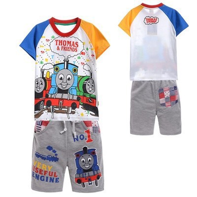 Áo thun ngắn tay và quần short in hình Thomas dễ thương cho bé trai