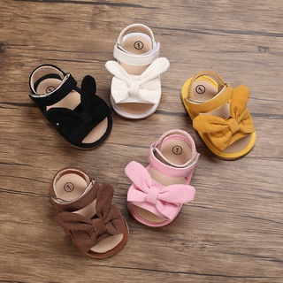 Giày tập đi  đế cao su chống trơn trượt đính nơ dễ thương  cho bé gái