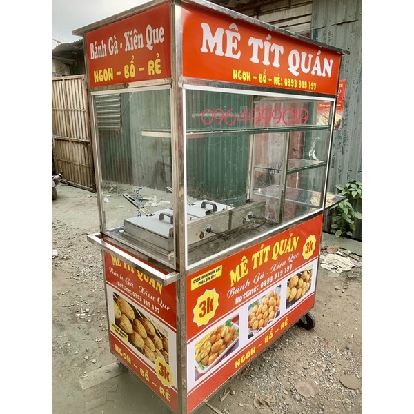 Xe bán đồ ăn vặt kèm bếp chiên nhúng đôi