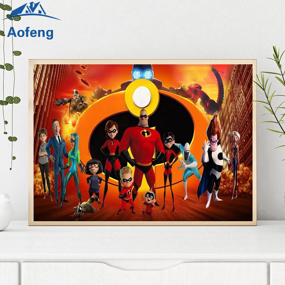 Bộ tự làm tranh đính đá 5D DIY họa tiết The Incredible gia đình siêu nhân độc đáo