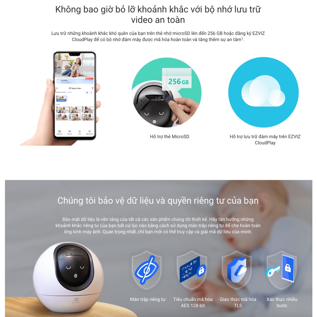 Camera xoay 360 độ Ezviz C6 phiên bản 2K, camera wifi trong nhà độ nét cao, nhận diện cử chỉ, wifi 2 băng tần