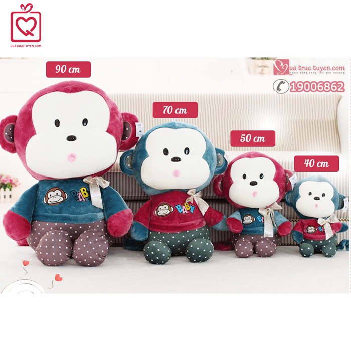 Khỉ bông mặc áo baby hồng-90cm