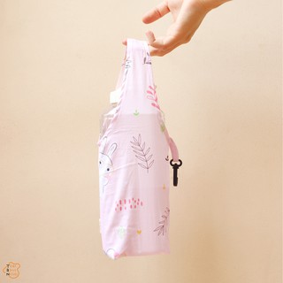 Túi vải 1 quai họa tiết thỏ hồng đeo kính bảo vệ môi trường Tancupholder