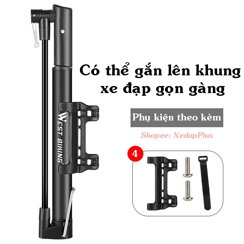 Bơm xe đạp cao cấp West Biking - Áp suất cao 120 PSI