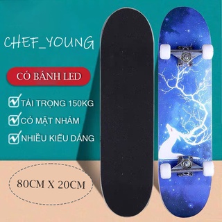 Ván trượt thể thao phong cách skateboard 80x20x10 cm gỗ phong 8 lớp nhập khẩu cao cấp