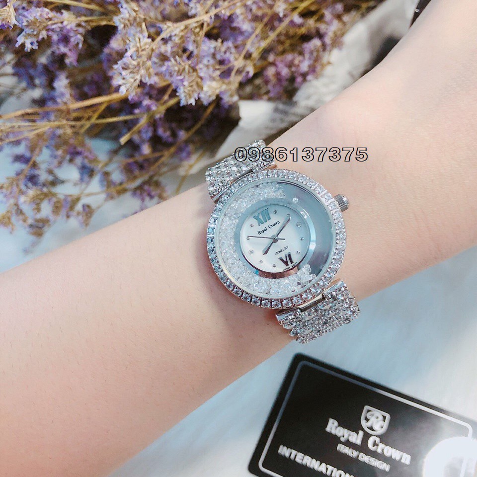 Đồng Hồ Nữ Royal Crown Bạc Đá Chảy 32mm