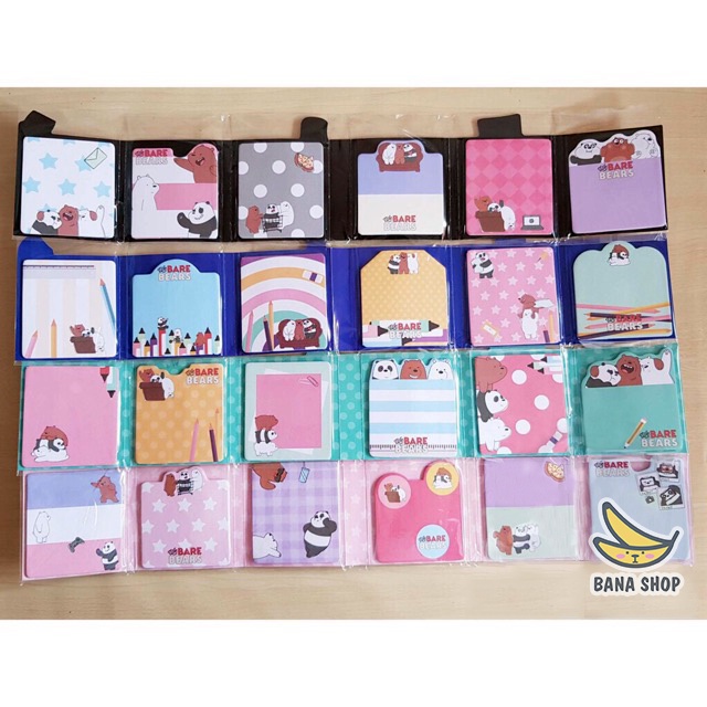 Sổ giấy note ghi chú giấy nhớ dán anh em gấu bare bear Chúng tôi đơn giản là gấu cute