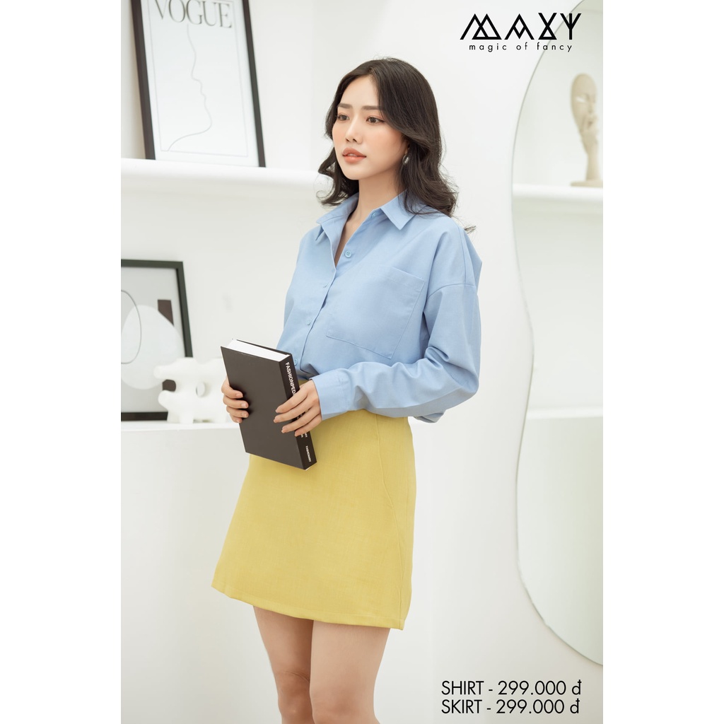 Áo sơ mi nữ form rộng có túi blue pocket shirt Maxy Workshop