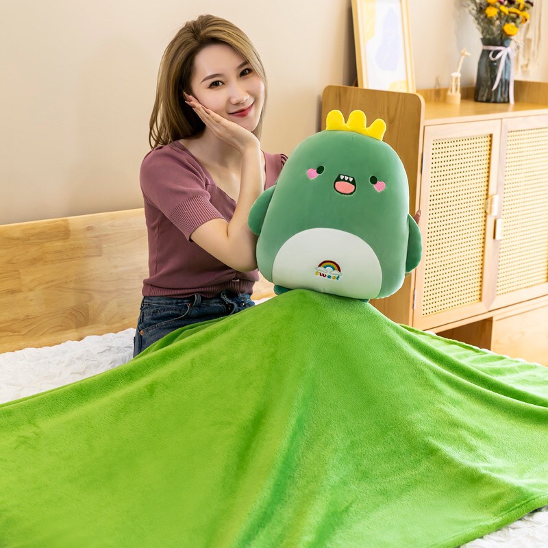 Bộ Chăn Gối Văn Phòng 3in1 Hizun Tiện Lợi Hình Thú Biểu Cảm Có Ủ Tay