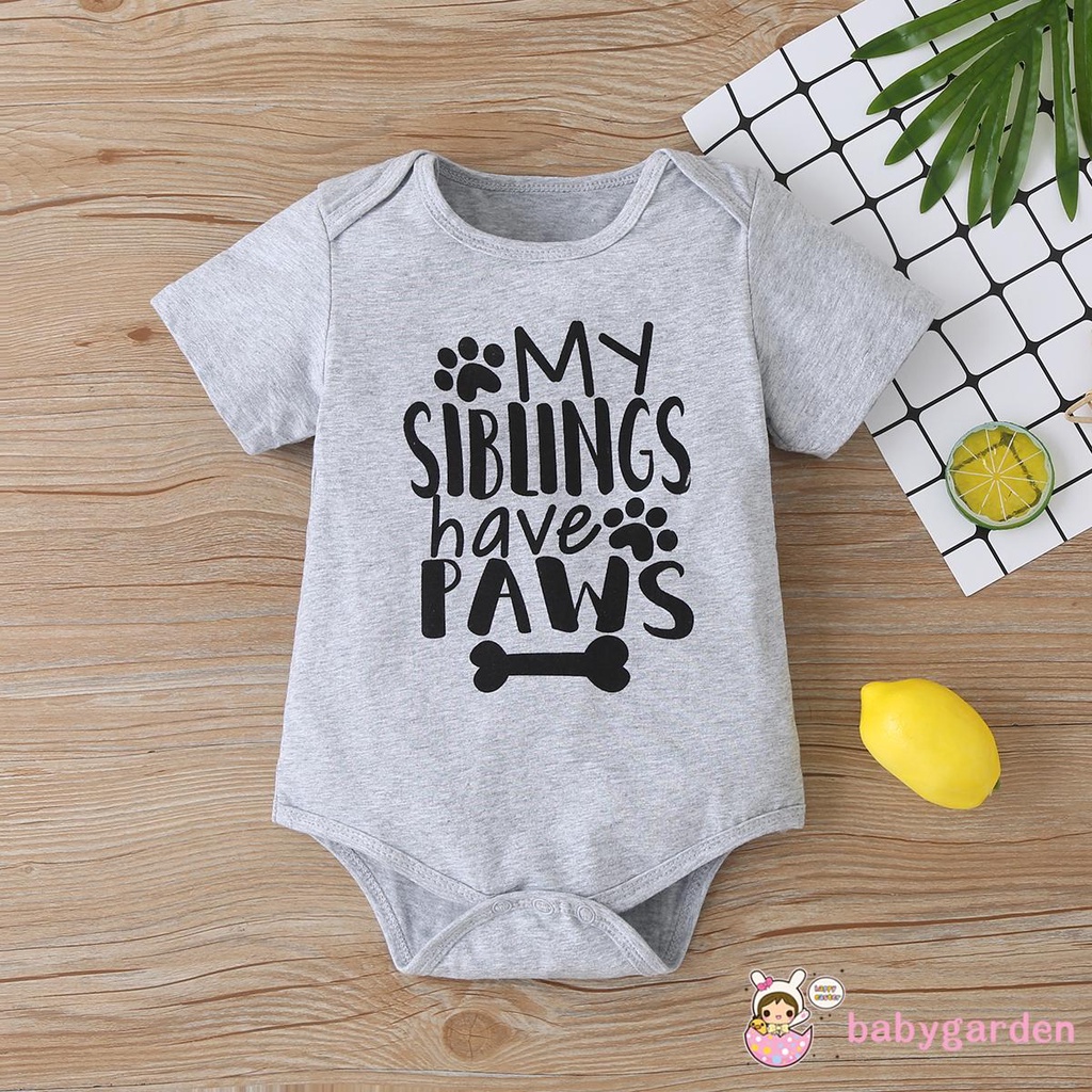 Romper tay ngắn cổ tròn in họa tiết chữ đáng yêu dành cho bé