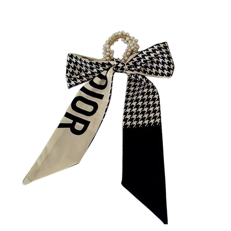 Dây Buộc Tóc Thắt Nơ Ruy Băng Đính Ngọc Trai Giả Kiểu Hàn Quốc Xinh Xắn