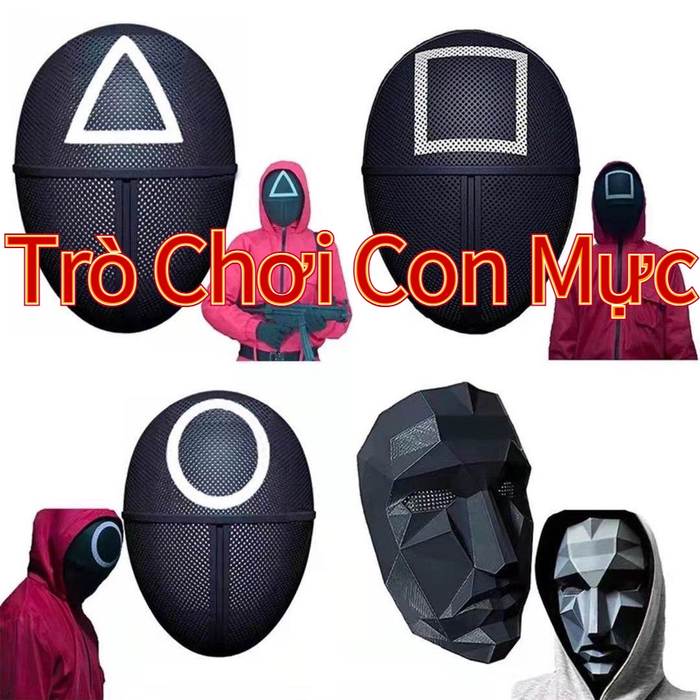 squid game mask trò chơi câu mực Trò Chơi Con Mực Square Circle Triangle Masks Halloween Prop