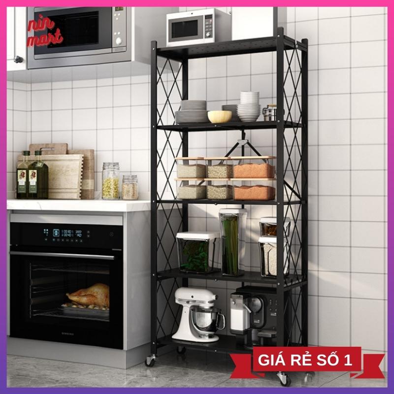 Kệ bếp đa năng gấp gọn Kệ gấp gọn thông minh 5 tầng chắc chắn thép chống rỉ