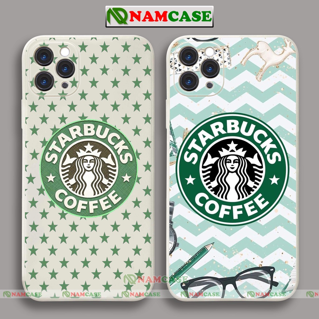 Ốp lưng điện thoại iPhone Starbuck cạnh viền vuông silicon dẻo bảo vệ cam ip 6/6s/7/8/X/XS/XR/11/12/13/14 Pro Plus Max
