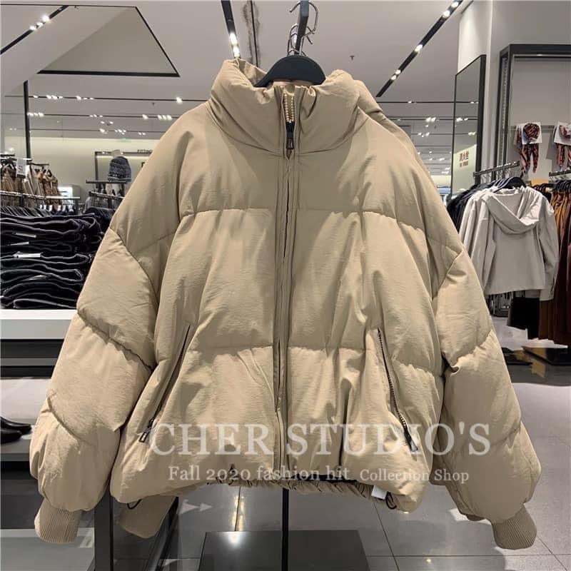 Áo khoác phao béo, khoác kéo khoá cao cổ tay bo hàng oder