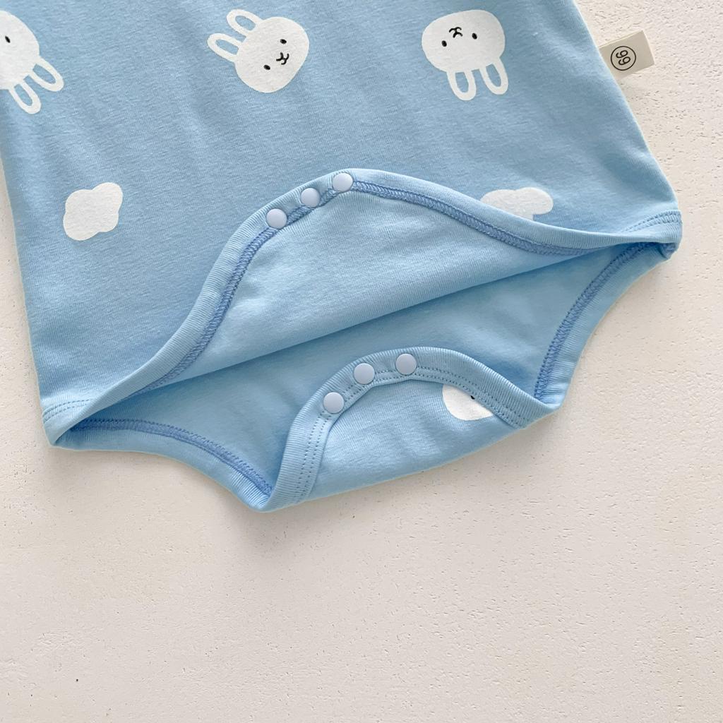 Bộ Áo Liền Quần Tay Dài In Hình Thỏ Dễ Thương Kèm Mũ Thời Trang Mùa Xuân Cho Bé Sơ