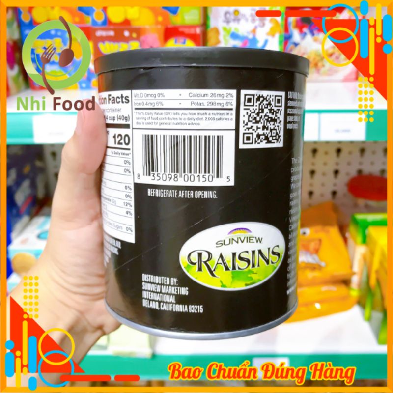 Nho Khô SUNVIEW RAISINS, Hàng Chuẩn 100%