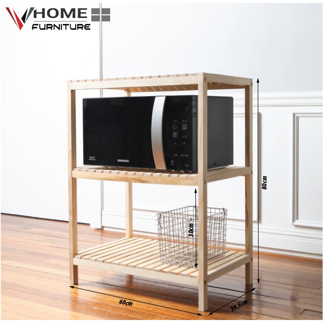 Kệ Để Lò Vi Sóng Đa Năng Gỗ Thông 3 Tầng VHOME Furniture Oven Rack 3F Nội Thất Lắp Ráp