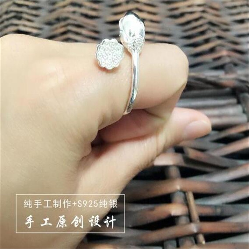 Nhẫn Bạc 925 Hình Hoa Sen Sáng Tạo Phong Cách Hàn Quốc Cho Nữ CR259