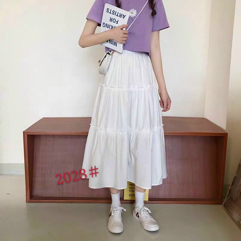 chân váy xếp ly 3 tầng 2 lớp-chất lụa dài qua đầu gối -hàng hot 2021