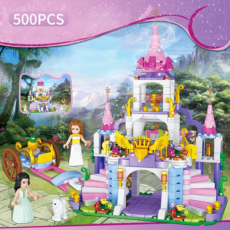 Bộ đồ chơi lắp ráp LEGO lâu đài công chúa 500 khối HUIQIBAO TOYS cho bé