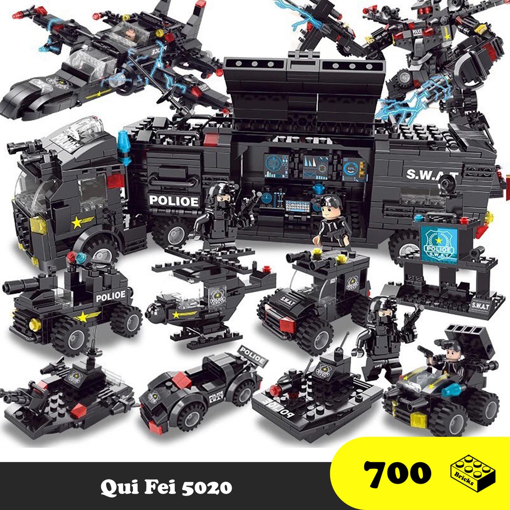 Đồ chơi Lego Lắp ráp xếp hình Xe cảnh sát đặc nhiệm S.W.A.T 8 trong 1 - Qui Fei 5020 - Toys 8 in 1