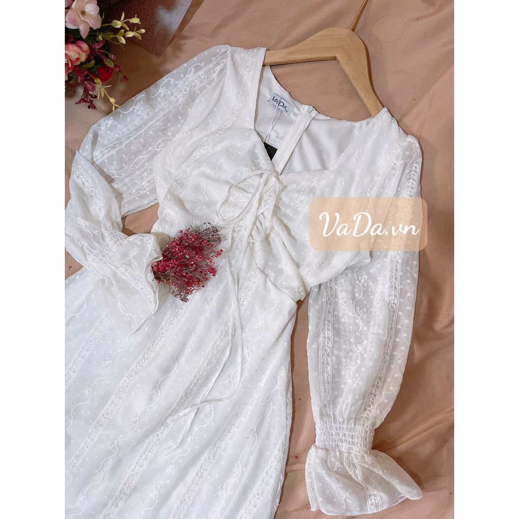 Đầm xoè Midi Ren thêu nổi tay bo tuyệt đẹp HÀNG CAO CẤP tại Xưởng may thời trang VADA - Đ31 | BigBuy360 - bigbuy360.vn