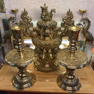 Bộ đỉnh đồng lư hương ngũ sự rồng nổi số 3 Vĩnh Tiến