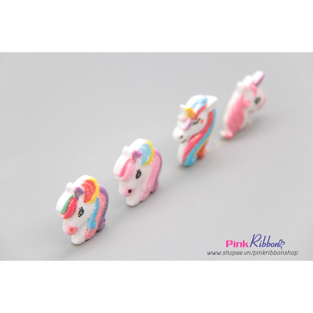 Charm nhựa hình Unicorn cầu vồng ánh nhũ