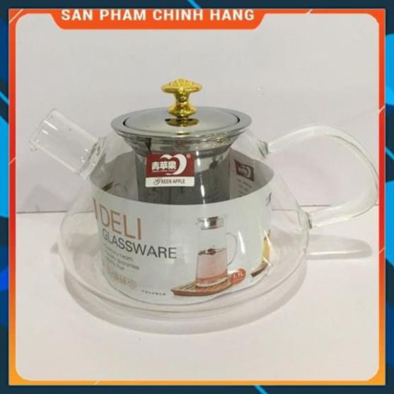 CHÍNH HÃNG -  Ấm pha trà Deli có lưới lọc inox 1000ml,bình pha trà thủy tinh có lưới lọc inox,bình ủ trà cao cấp