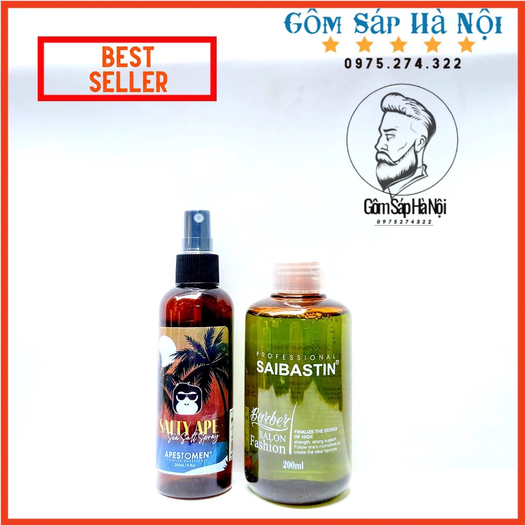 Xịt Dưỡng Tóc APESTOMEN  Salty Ape Sea Salt Spray + Gel Vuốt Tóc nam Saibastin 200ml ( tặng lược)