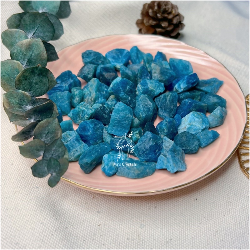 Đá thô BLUE APATITE màu xanh lam sưu tầm, handmade, reiki, thanh tẩy thiền định