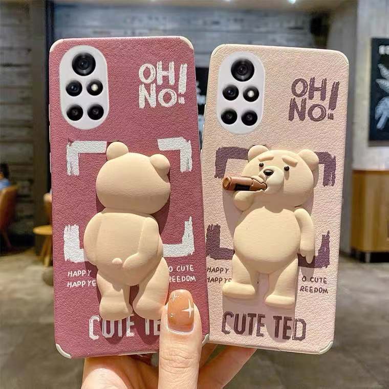 Ốp điện thoại mềm chống rơi hình gấu ba chiều thời trang cho Oppo Reno6 A72 A92s A32 A11x A55 K5 K7