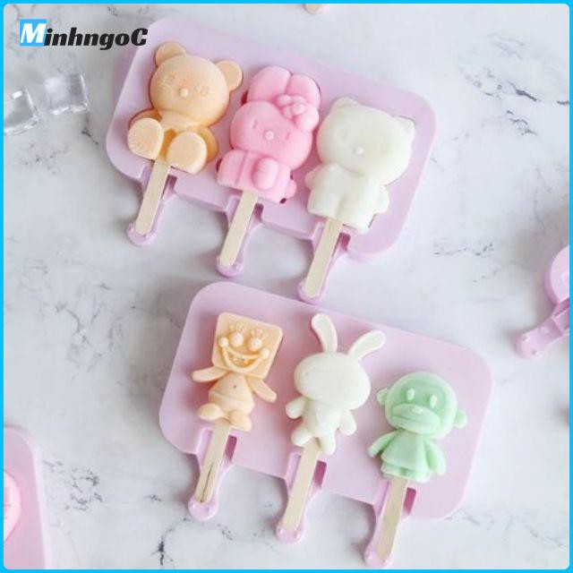 Khuôn làm kem silicon Tặng kèm 50 que làm kem hình cute có nắp đậy bằng nhựa  - Siêu Thị Minh Ngọc | BigBuy360 - bigbuy360.vn