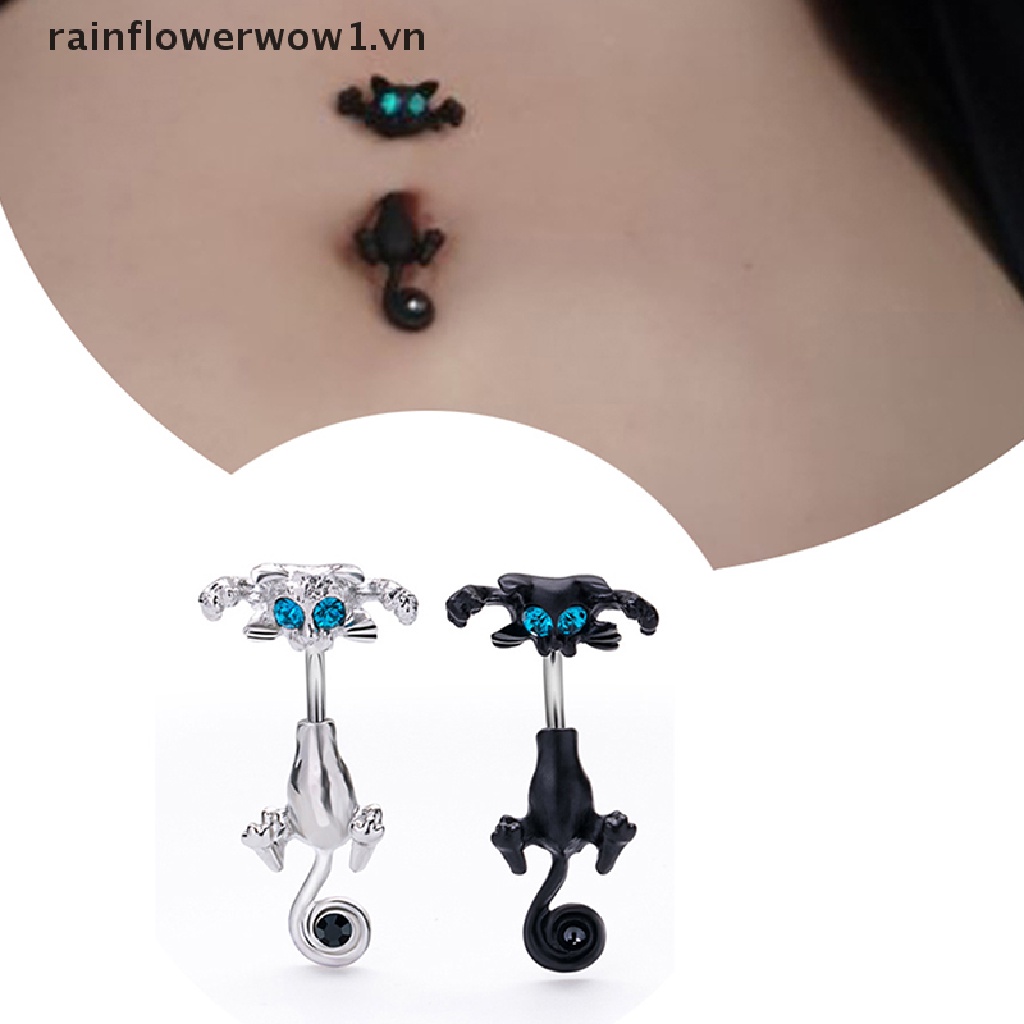 Khuyên Rốn Hình Mèo Đính Đá Phong Cách Vintage Mới