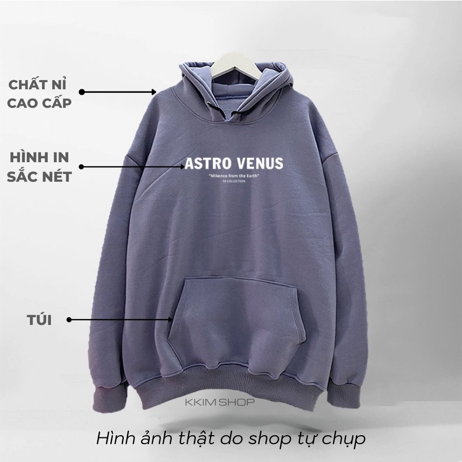 Áo Nỉ HOODIE MIKENCO ASTRO VENUS BEIGE, Áo hoodie  unisex nam nữ form rộng oversize chất liệu Nỉ bông cao cấp KKIM SHOP