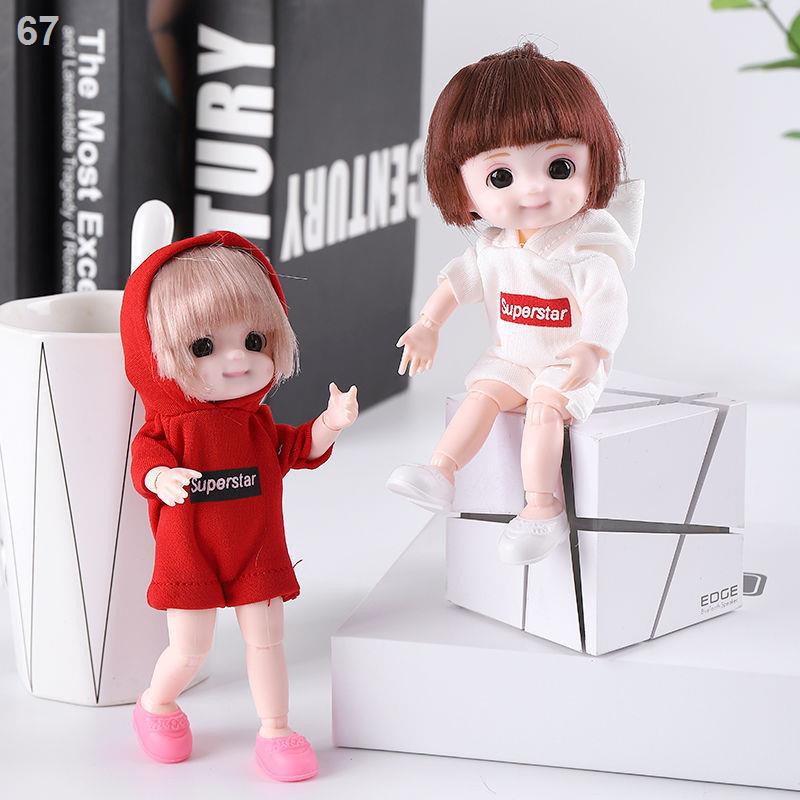 Hai bộ búp bê bjd 8 điểm mới, Barbie nhỏ 17 cm có 13 khớp, bé khỏa thân mắt thật 3DS