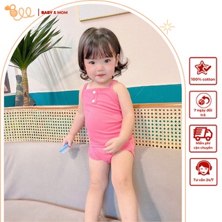 Bộ 2 dây bé gái BEEBABY vải thun lạnh mềm mát, ao hai dây cho bé gái mặc hè từ 8-16kg