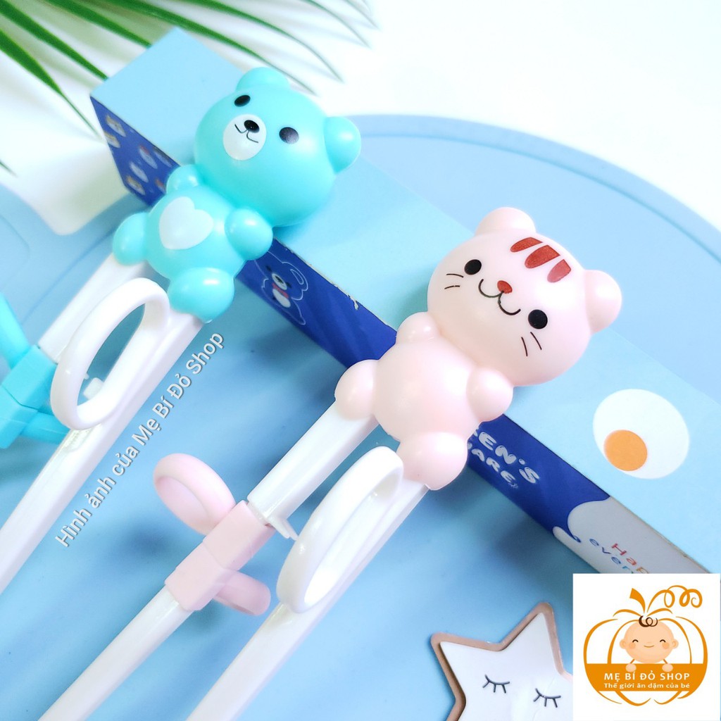 Đũa Tập Ăn Xỏ Ngón Cho Bé Tập Gắp Hình Gấu Mèo Dễ Thương AT20