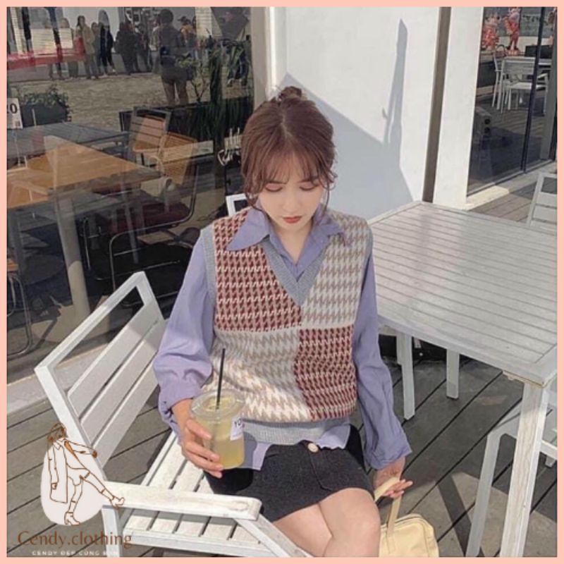 [Hàng Cao Cấp Loại 1 + Ảnh Thật] Áo Gilê Len Kẻ Cendy Clothing - CD023