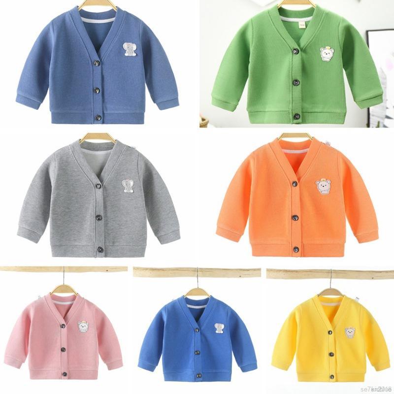 Áo khoác bằng vải dệt kim họa tiết hoạt hình đáng yêu cho bé