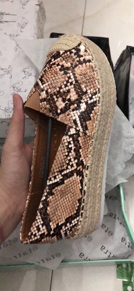 [SẴN 37,38] giày slipon họa tiết rắn đế cói cao 4cm xuất khẩu mẫu mới 2020