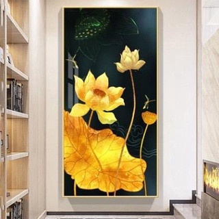 Tranh tráng gương hoa sen kt 40x80 cm