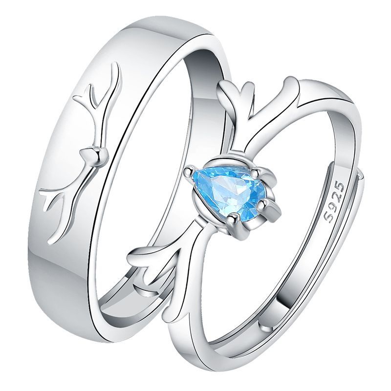 Cặp Nhẫn Đôi Mạ Bạc Có Thể Điều Chỉnh Xu Hướng Cho Nam Nữ