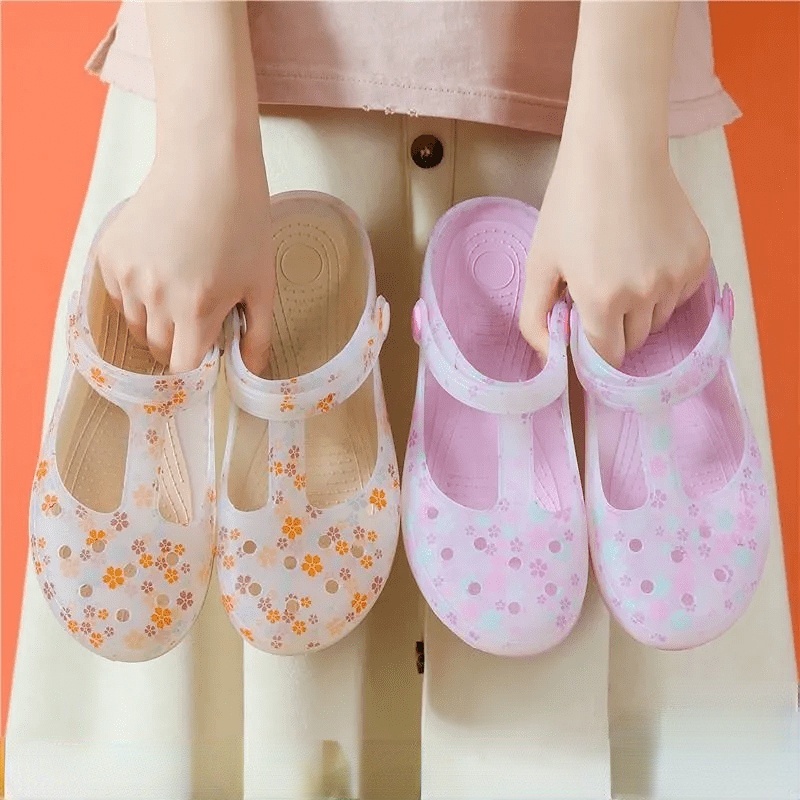 Giày Sandal Nhựa Đế Mềm Chống Trượt In Họa Tiết Thời Trang Cho Nữ