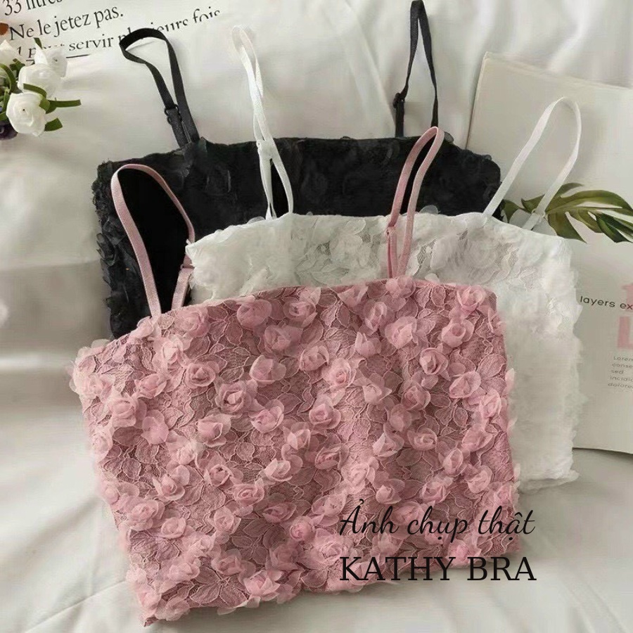 A03 Áo Bra Kiểu KATHY BRA Kết Hoa Hồng Có Mút Ngực Không Gọng Co Dãn Tốt Siêu Xinh